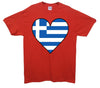 Greece Flag Heart Printed T-Shirt - Mr Wings Emporium 