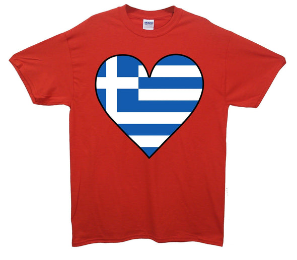 Greece Flag Heart Printed T-Shirt - Mr Wings Emporium 