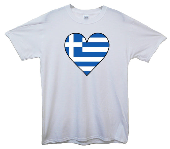 Greece Flag Heart Printed T-Shirt - Mr Wings Emporium 