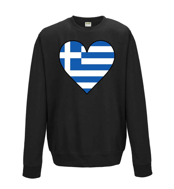 Greece Flag Heart Printed Sweatshirt - Mr Wings Emporium 