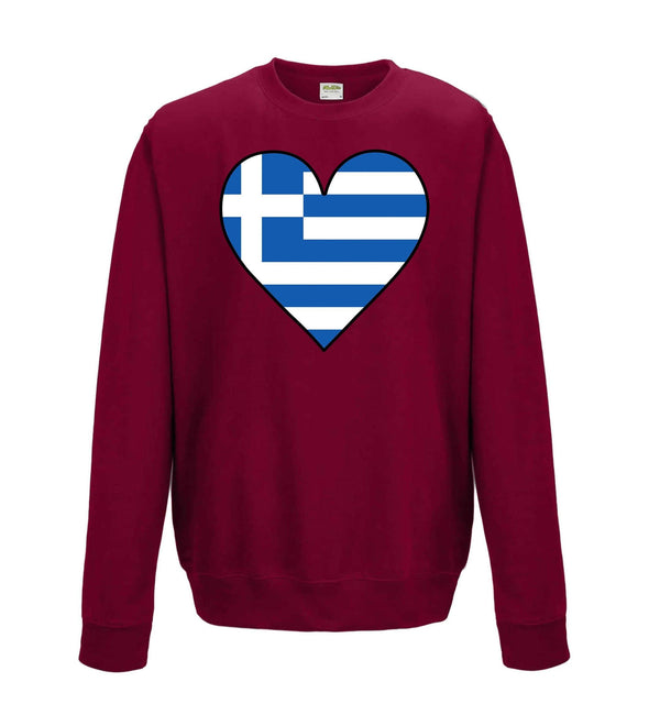 Greece Flag Heart Printed Sweatshirt - Mr Wings Emporium 