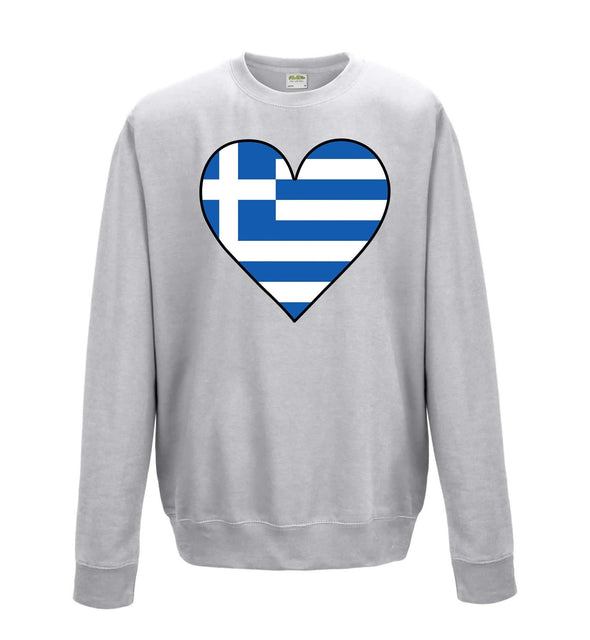 Greece Flag Heart Printed Sweatshirt - Mr Wings Emporium 