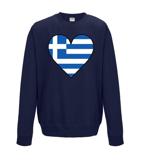 Greece Flag Heart Printed Sweatshirt - Mr Wings Emporium 