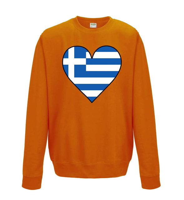 Greece Flag Heart Printed Sweatshirt - Mr Wings Emporium 