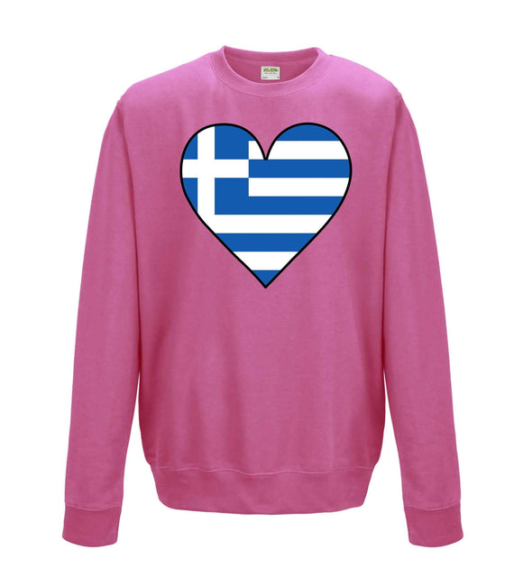 Greece Flag Heart Printed Sweatshirt - Mr Wings Emporium 