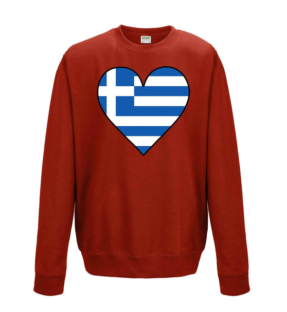 Greece Flag Heart Printed Sweatshirt - Mr Wings Emporium 