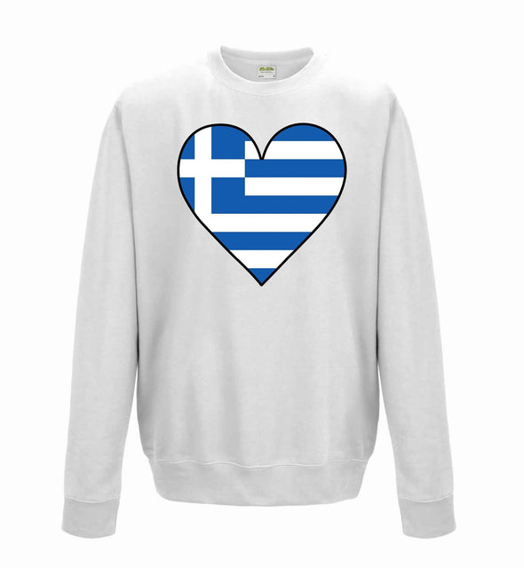 Greece Flag Heart Printed Sweatshirt - Mr Wings Emporium 