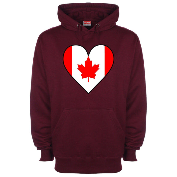 Canada Flag Heart Printed Hoodie - Mr Wings Emporium 