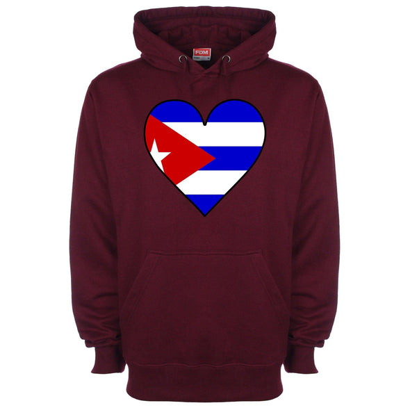 Cuba Flag Heart Printed Hoodie - Mr Wings Emporium 