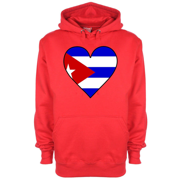 Cuba Flag Heart Printed Hoodie - Mr Wings Emporium 