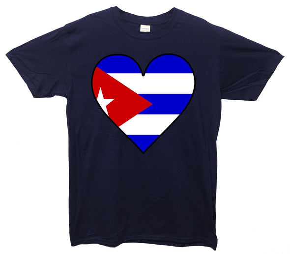 Cuba Flag Heart Printed T-Shirt - Mr Wings Emporium 