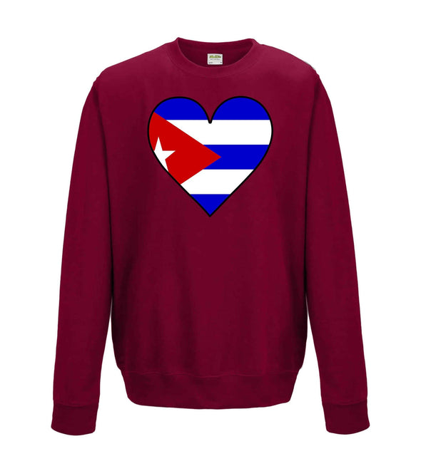 Cuba Flag Heart Printed Sweatshirt - Mr Wings Emporium 