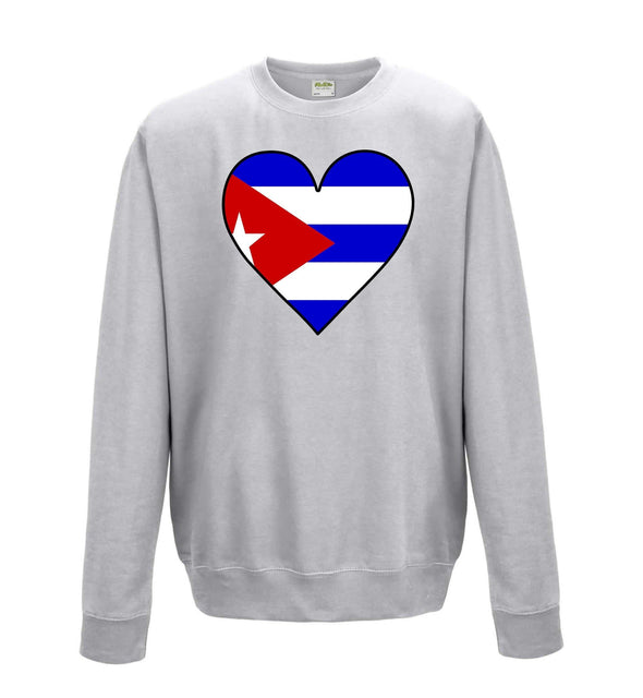 Cuba Flag Heart Printed Sweatshirt - Mr Wings Emporium 