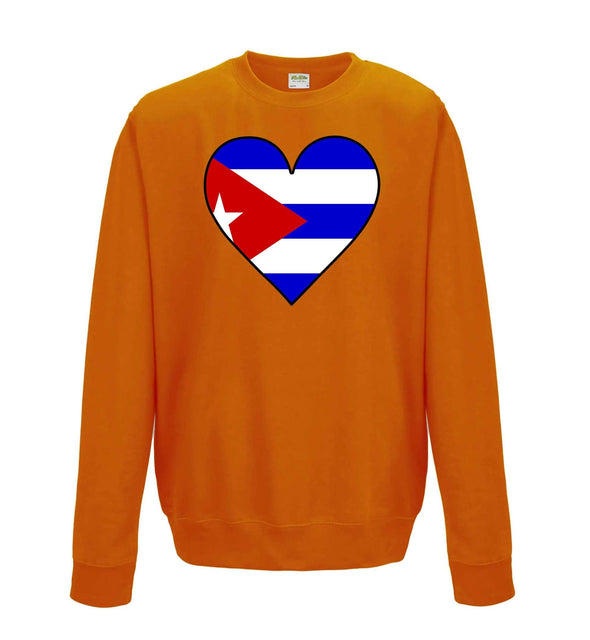 Cuba Flag Heart Printed Sweatshirt - Mr Wings Emporium 