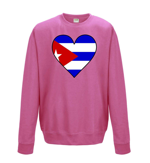 Cuba Flag Heart Printed Sweatshirt - Mr Wings Emporium 