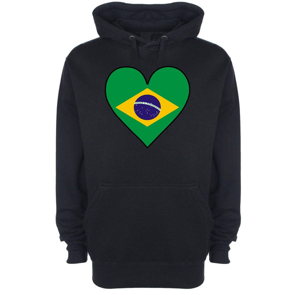 Brazil Flag Heart Printed Hoodie - Mr Wings Emporium 