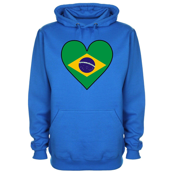 Brazil Flag Heart Printed Hoodie - Mr Wings Emporium 