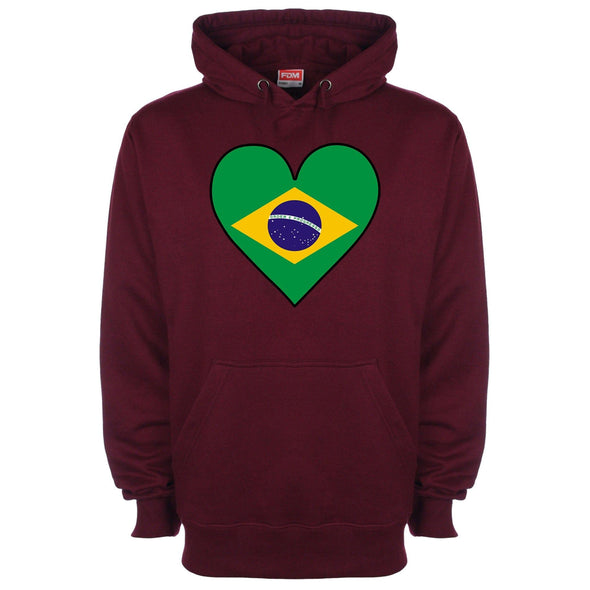 Brazil Flag Heart Printed Hoodie - Mr Wings Emporium 