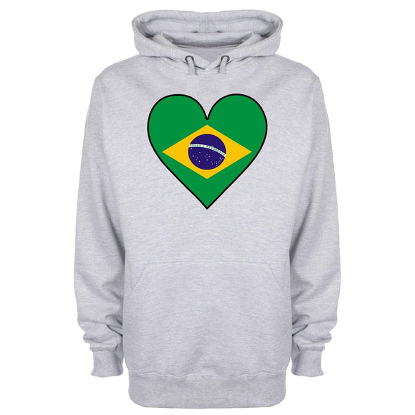 Brazil Flag Heart Printed Hoodie - Mr Wings Emporium 