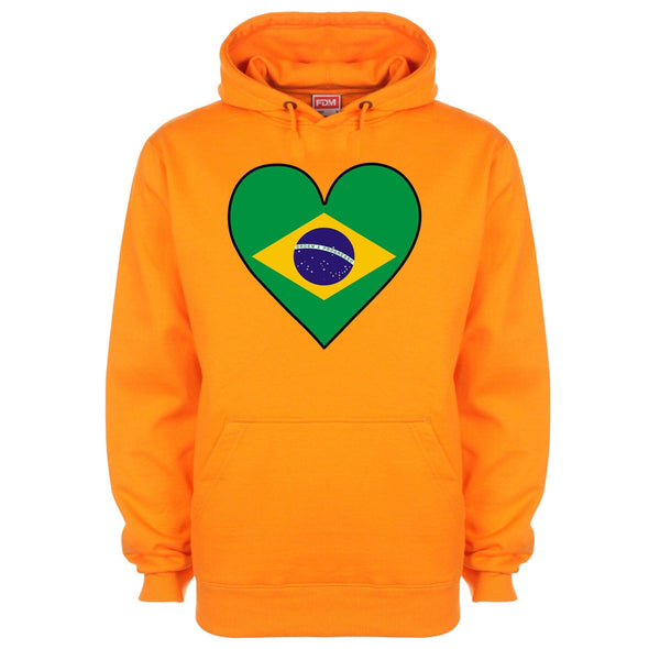 Brazil Flag Heart Printed Hoodie - Mr Wings Emporium 