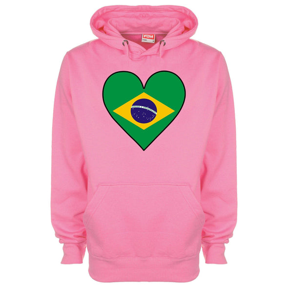 Brazil Flag Heart Printed Hoodie - Mr Wings Emporium 