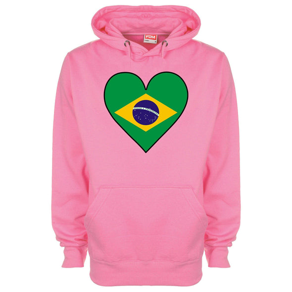 Brazil Flag Heart Printed Hoodie - Mr Wings Emporium 