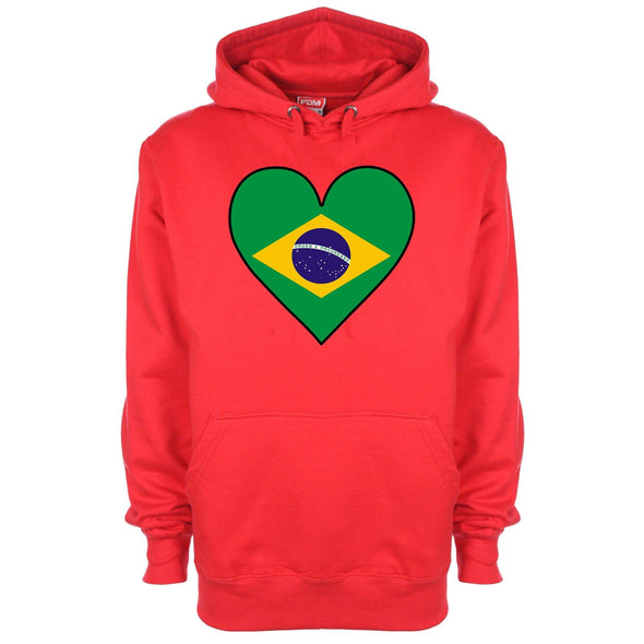 Brazil Flag Heart Printed Hoodie - Mr Wings Emporium 