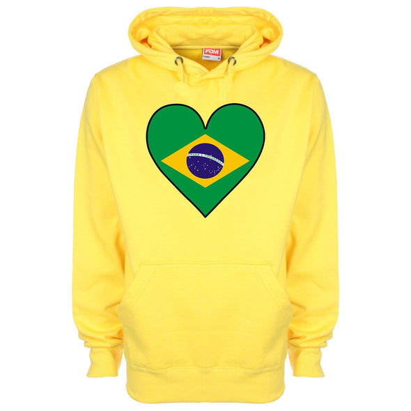 Brazil Flag Heart Printed Hoodie - Mr Wings Emporium 