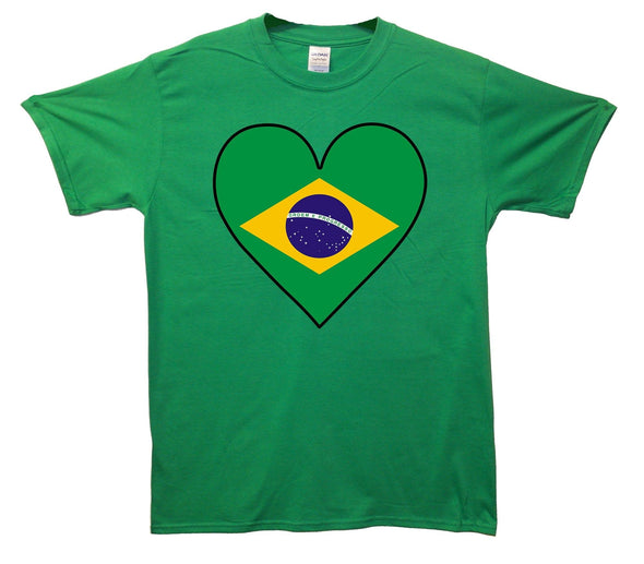 Brazil Flag Heart Printed T-Shirt - Mr Wings Emporium 