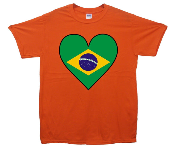 Brazil Flag Heart Printed T-Shirt - Mr Wings Emporium 