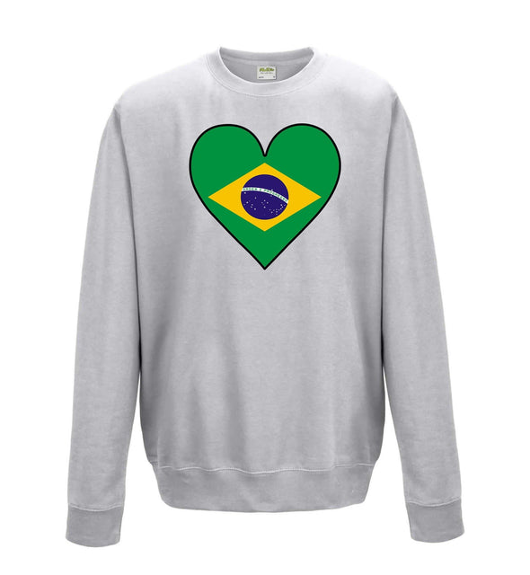 Brazil Flag Heart Printed Sweatshirt - Mr Wings Emporium 