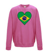 Brazil Flag Heart Printed Sweatshirt - Mr Wings Emporium 