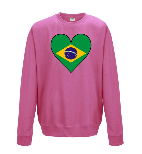 Brazil Flag Heart Printed Sweatshirt - Mr Wings Emporium 