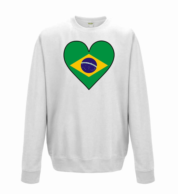 Brazil Flag Heart Printed Sweatshirt - Mr Wings Emporium 
