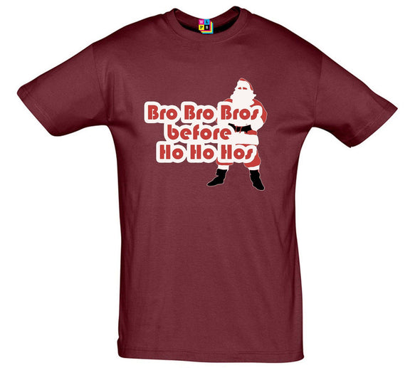 Bro's Before Ho's Santa Printed T-Shirt - Mr Wings Emporium 