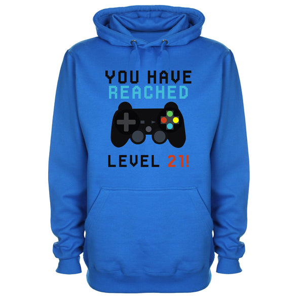 You Have Reached Level 21 Blue Printed Hoodie