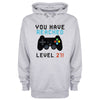 You Have Reached Level 21 Grey Printed Hoodie