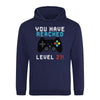 You Have Reached Level 21 Navy Printed Hoodie
