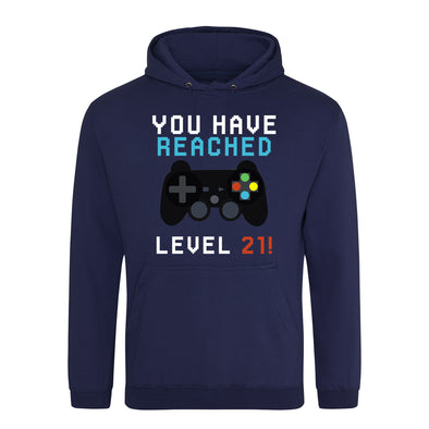 You Have Reached Level 21 Navy Printed Hoodie
