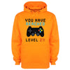 You Have Reached Level 21 Orange Printed Hoodie