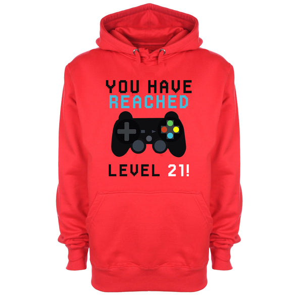 You Have Reached Level 21 Red Printed Hoodie