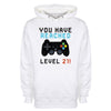 You Have Reached Level 21 White Printed Hoodie