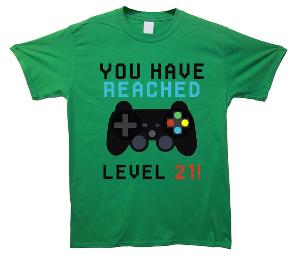 You Have Reached Level 21 Green Printed T-Shirt