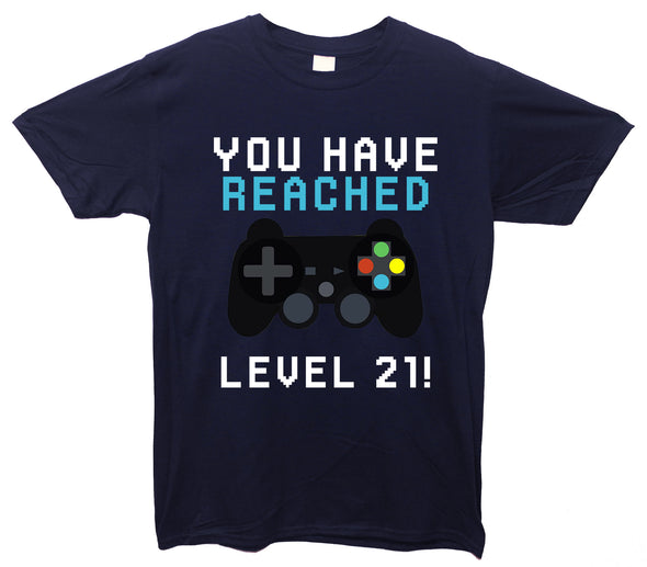 You Have Reached Level 21 Navy Printed T-Shirt