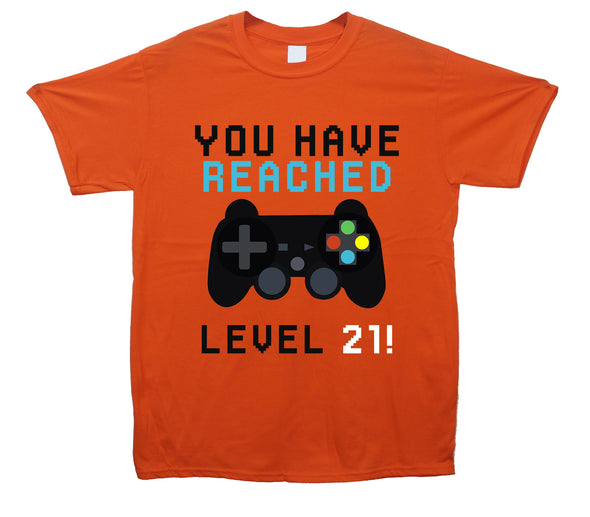 You Have Reached Level 21 Orange Printed T-Shirt