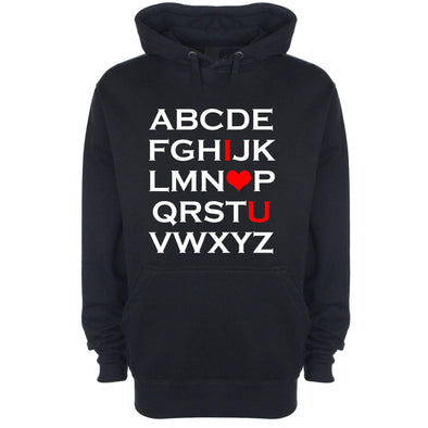 Alphabet I Love You Printed Hoodie - Mr Wings Emporium 