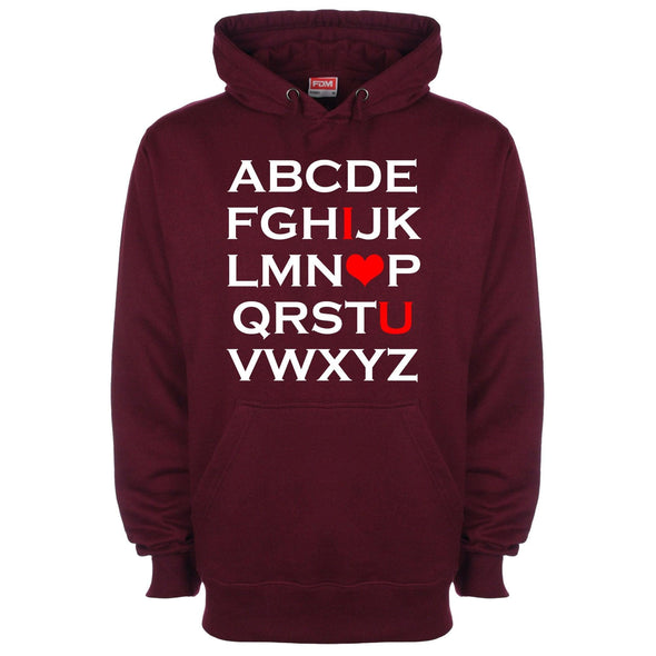 Alphabet I Love You Printed Hoodie - Mr Wings Emporium 