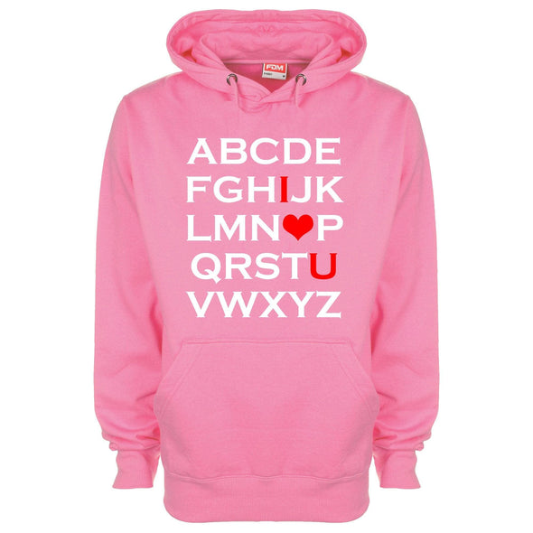 Alphabet I Love You Printed Hoodie - Mr Wings Emporium 