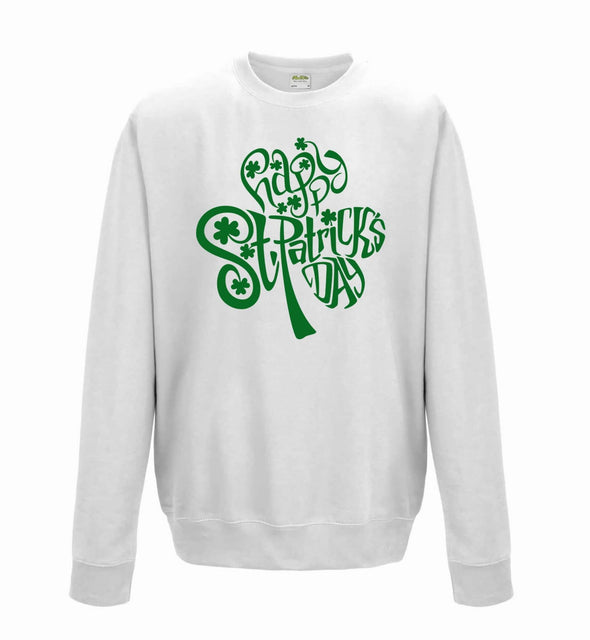 Happy St Patricks Day Shamrock Printed Sweatshirt - Mr Wings Emporium 