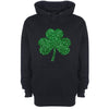 Glitter Shamrock St Patrick's Printed Hoodie - Mr Wings Emporium 